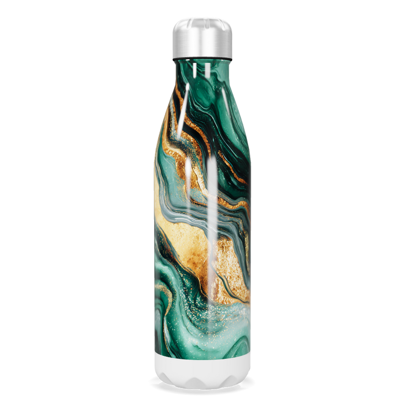 Garrafa Inox - Estampa Mármore Verde