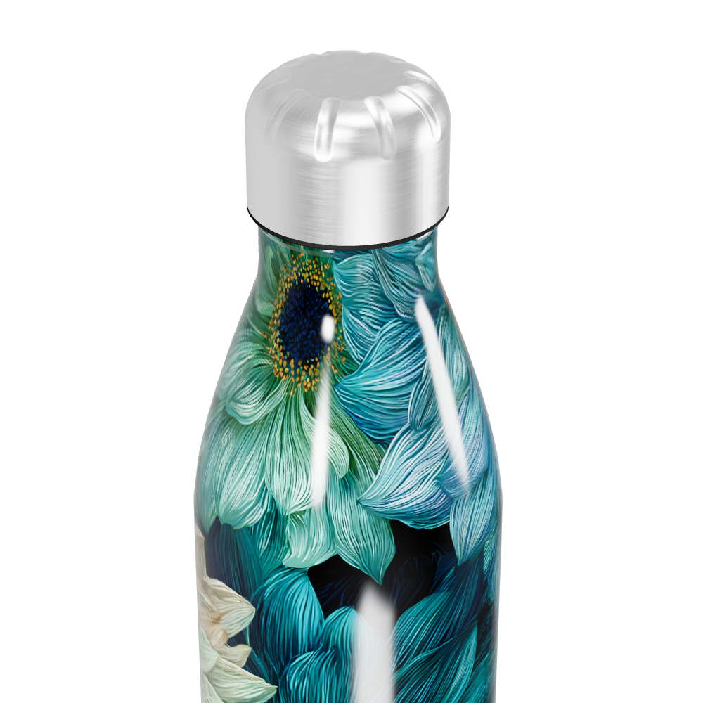 Garrafa Inox - Floral Azul