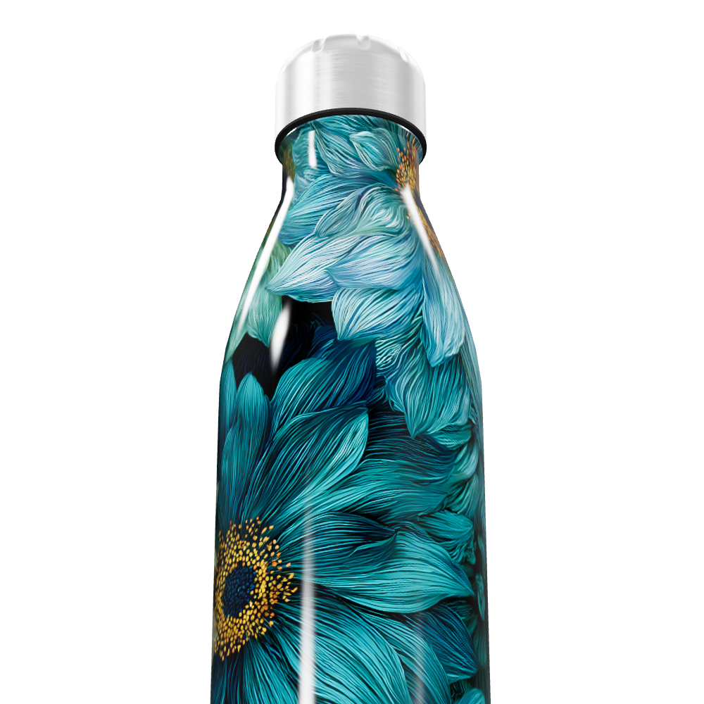 Garrafa Inox - Floral Azul