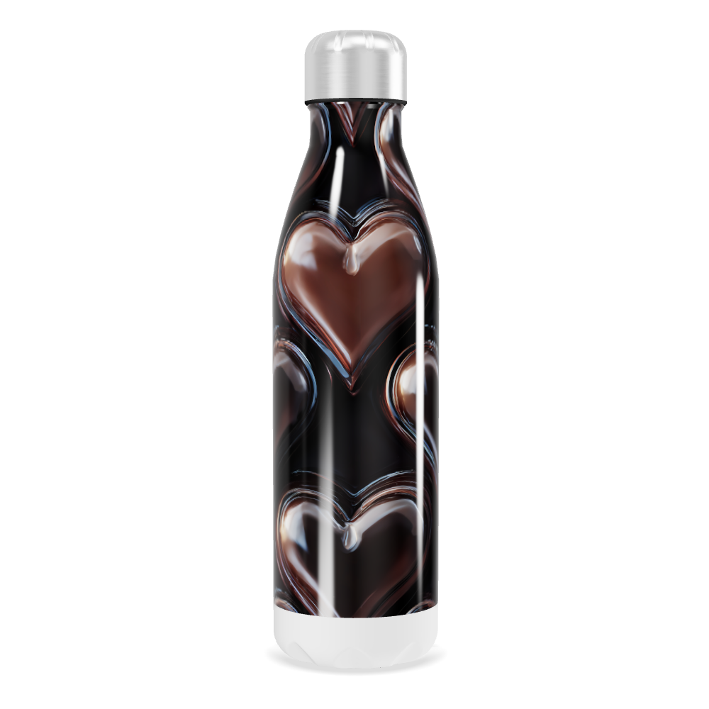 Garrafa Inox Corações Preta 500ml