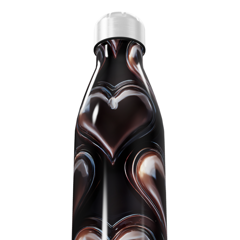 Garrafa Inox Corações Preta 750ml