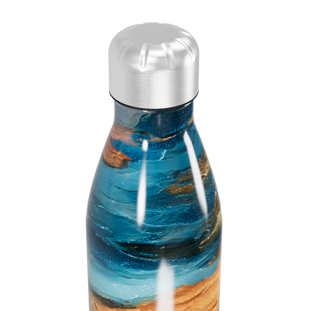 Garrafa Inox Estampa Abstrata Azul Dourado