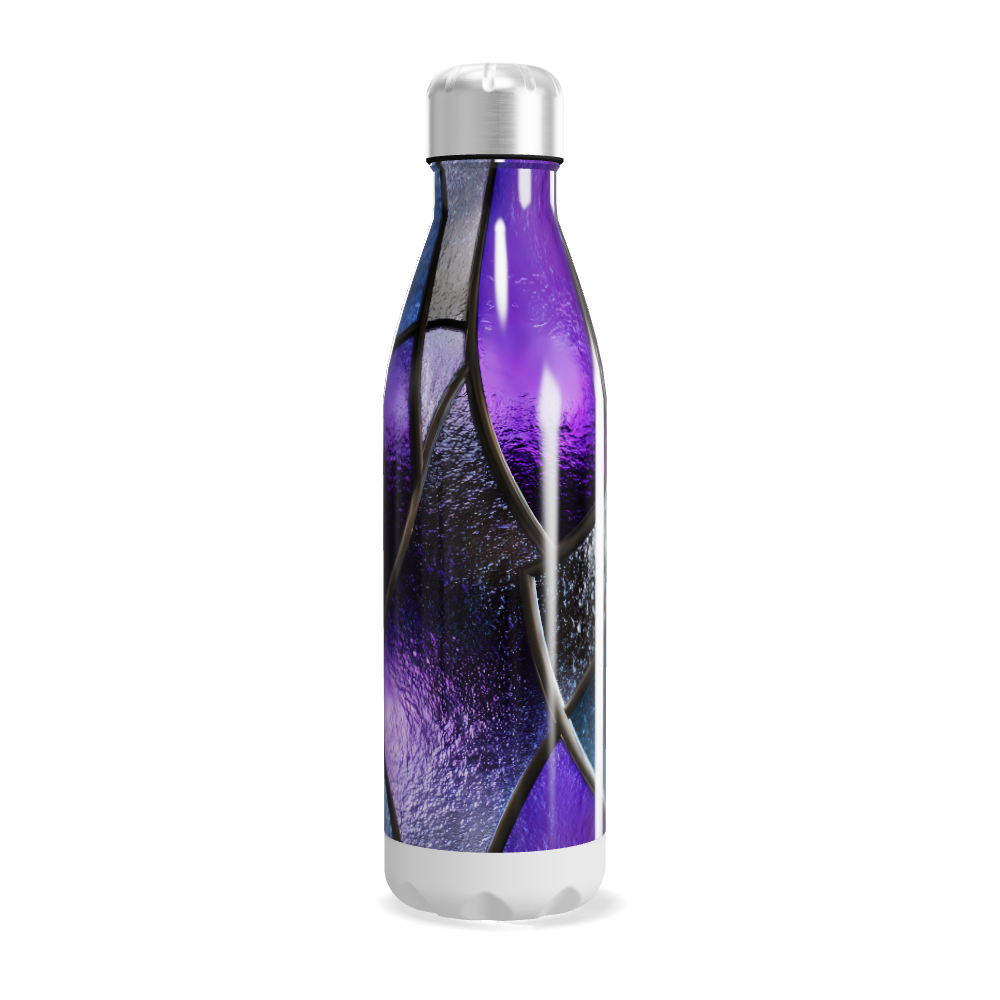 Garrafa Inox - Azul e Roxo com Detalhes Geométricos
