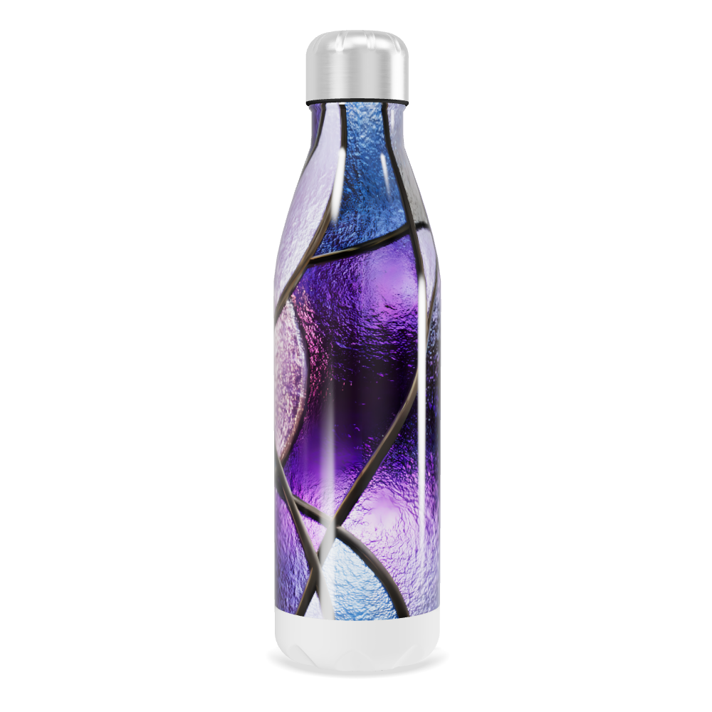 Garrafa Inox - Azul e Roxo com Detalhes Geométricos