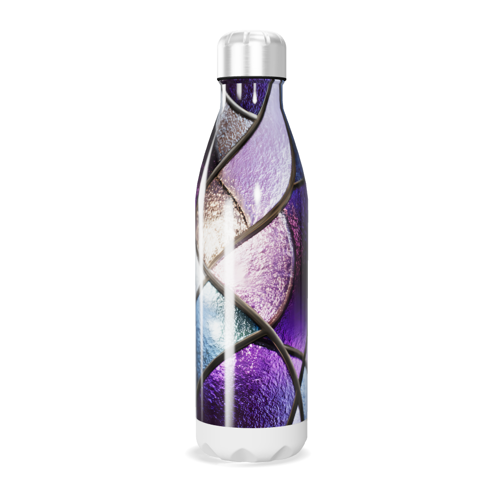 Garrafa Inox - Azul e Roxo com Detalhes Geométricos