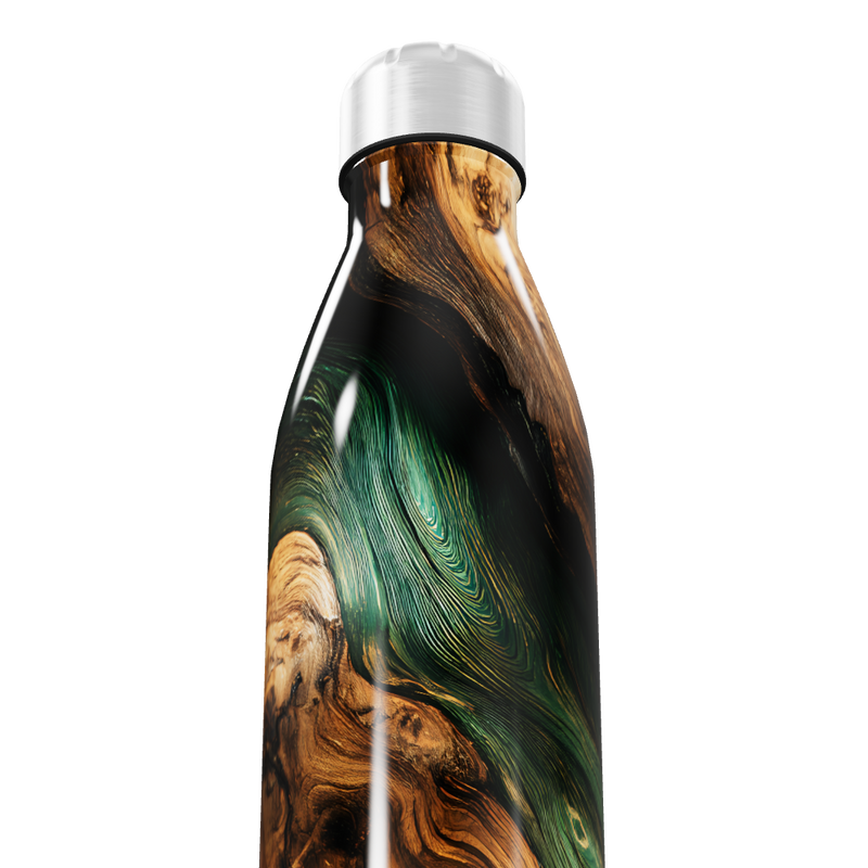 Garrafa Inox Estampa Madeira Verde