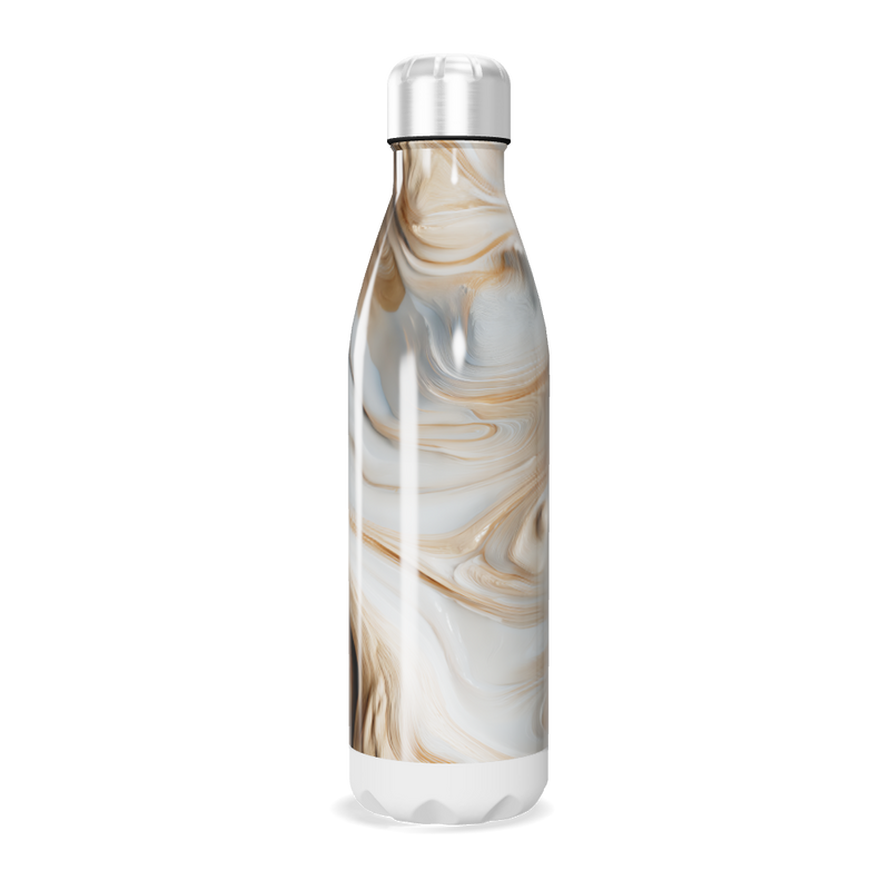 Garrafa Inox - Mármore Marrom e Branco