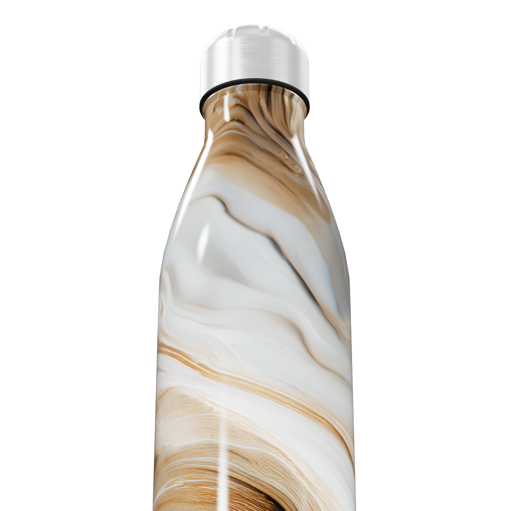 Garrafa Inox - Mármore Marrom e Branco