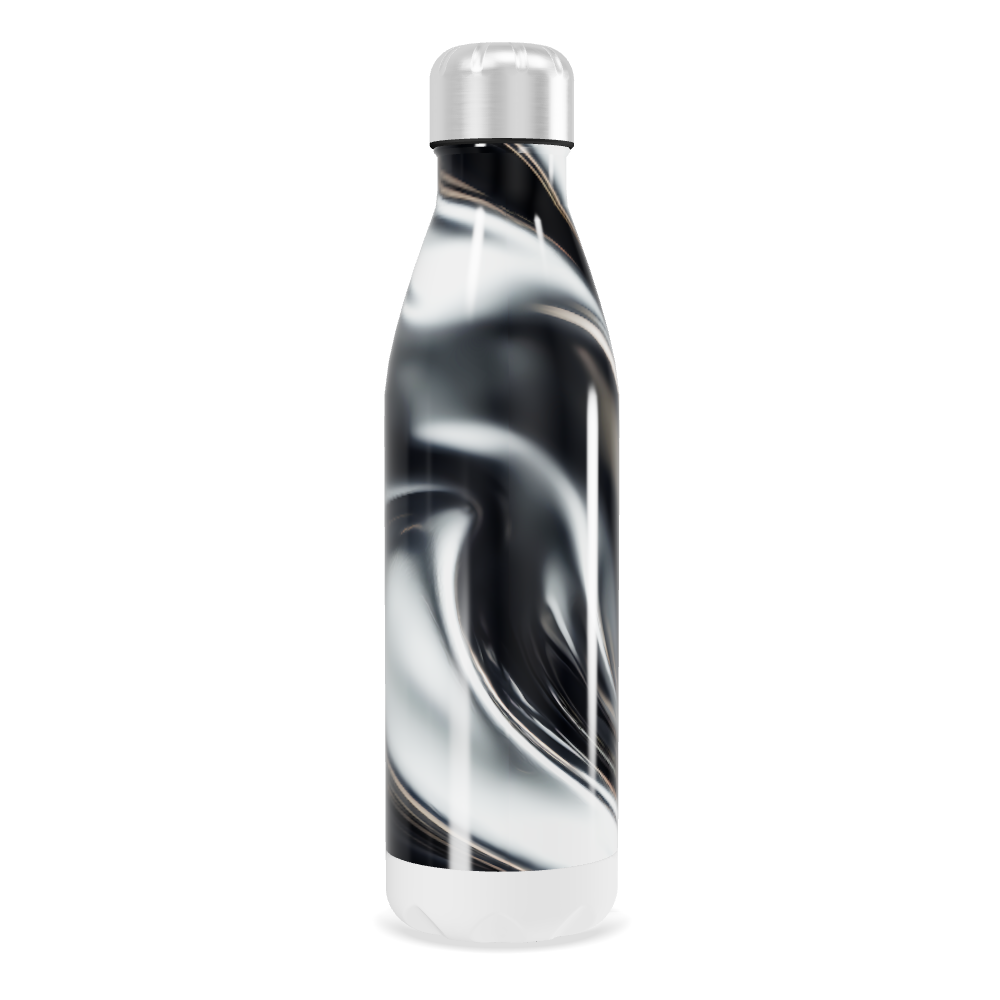 Garrafa Inox - Estampa Marmorizada Preta e Branca