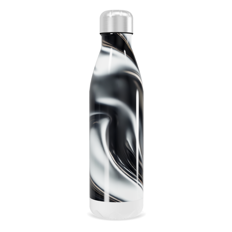 Garrafa Inox - Estampa Marmorizada Preta e Branca