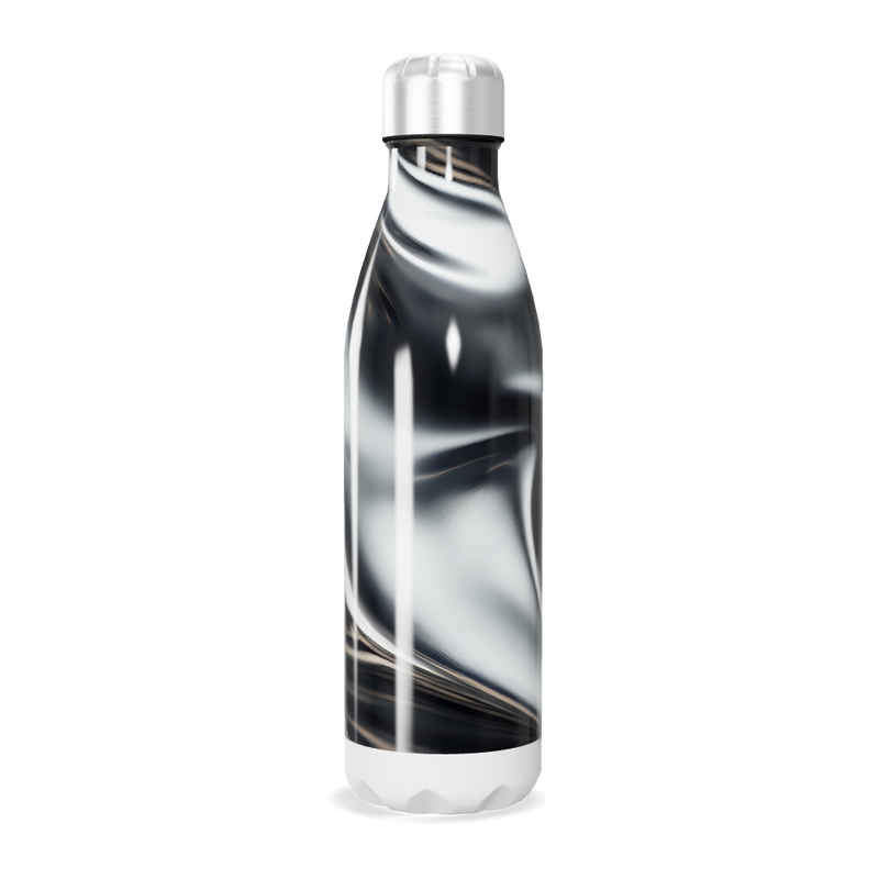 Garrafa Inox - Estampa Marmorizada Preta e Branca