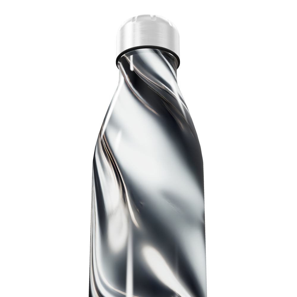 Garrafa Inox - Estampa Marmorizada Preta e Branca