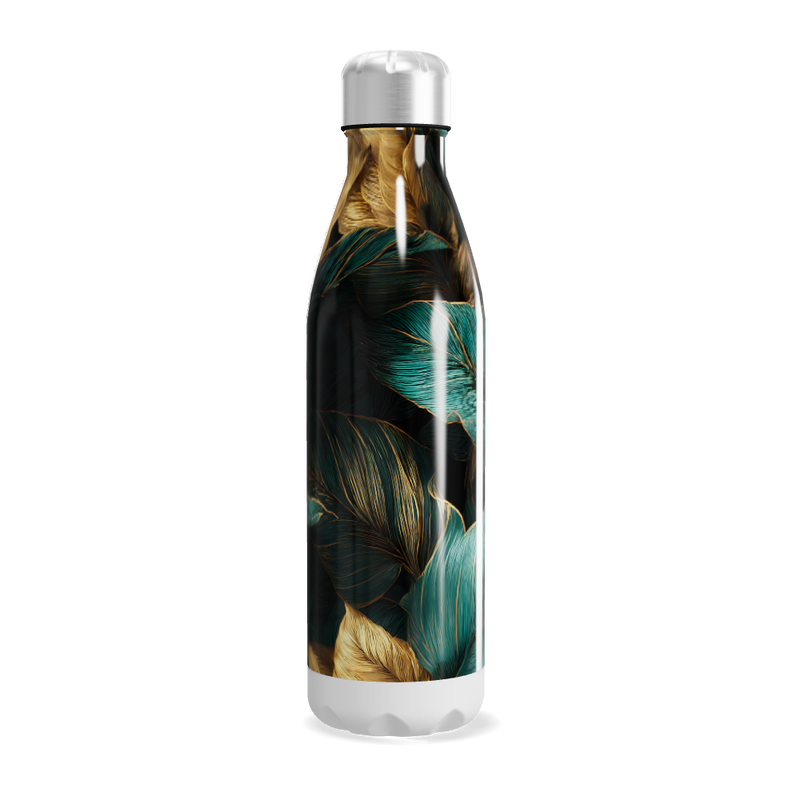 Garrafa Inox - Folhas Verdes e Douradas