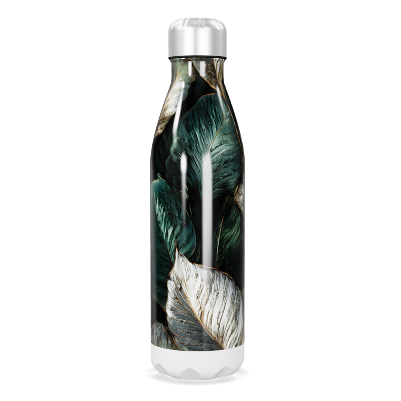Garrafa Inox - Folhas Verde e Branco
