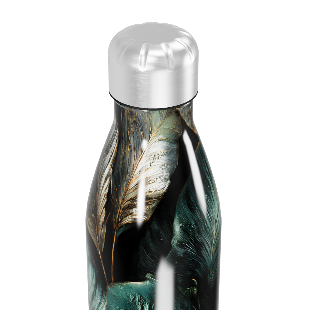 Garrafa Inox - Folhas Verde e Branco
