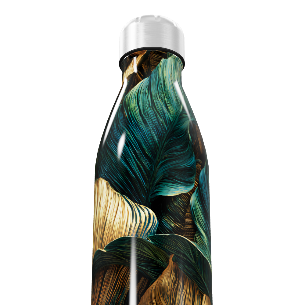 Garrafa Inox - Estampa Folhagem Colorida