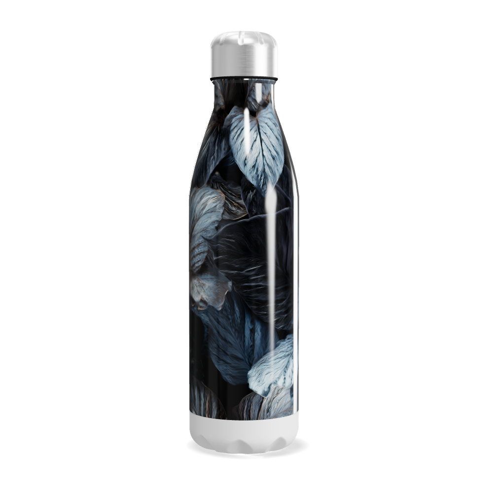 Garrafa Inox - Folhas Azul e Branco