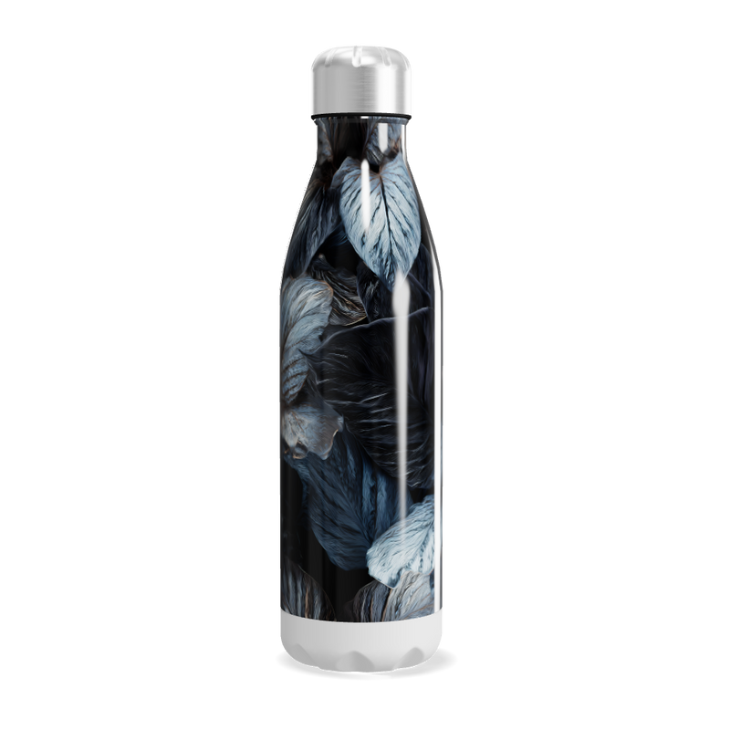 Garrafa Inox - Folhas Azul e Branco