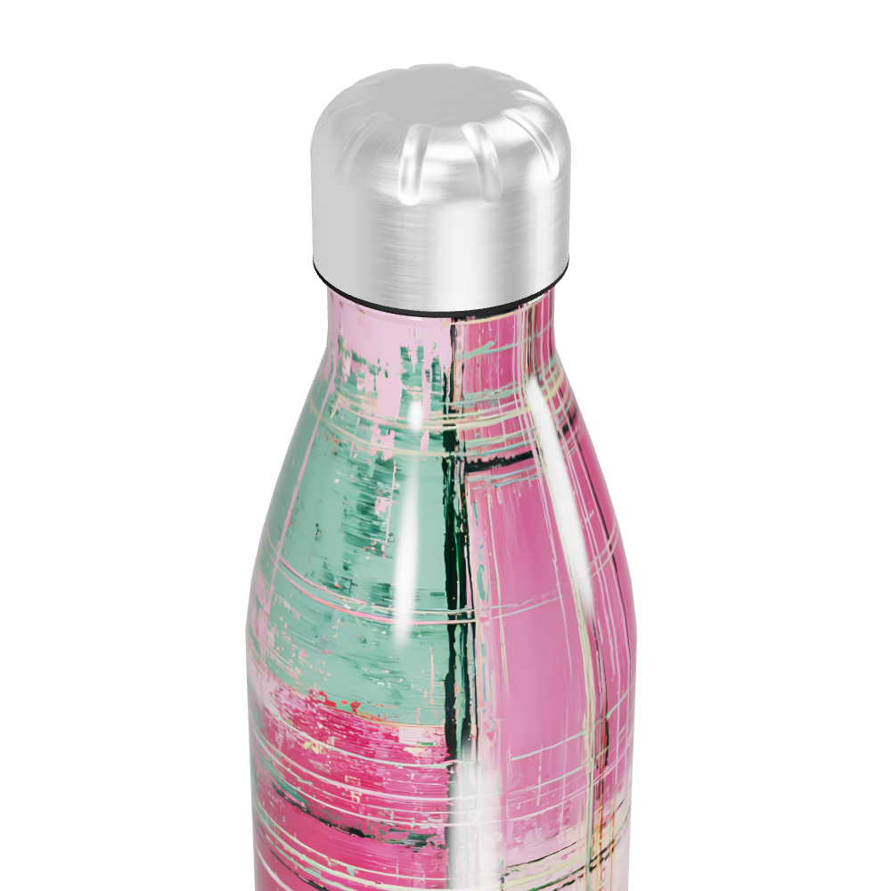 Garrafa Inox - Estampa Xadrez Rosa