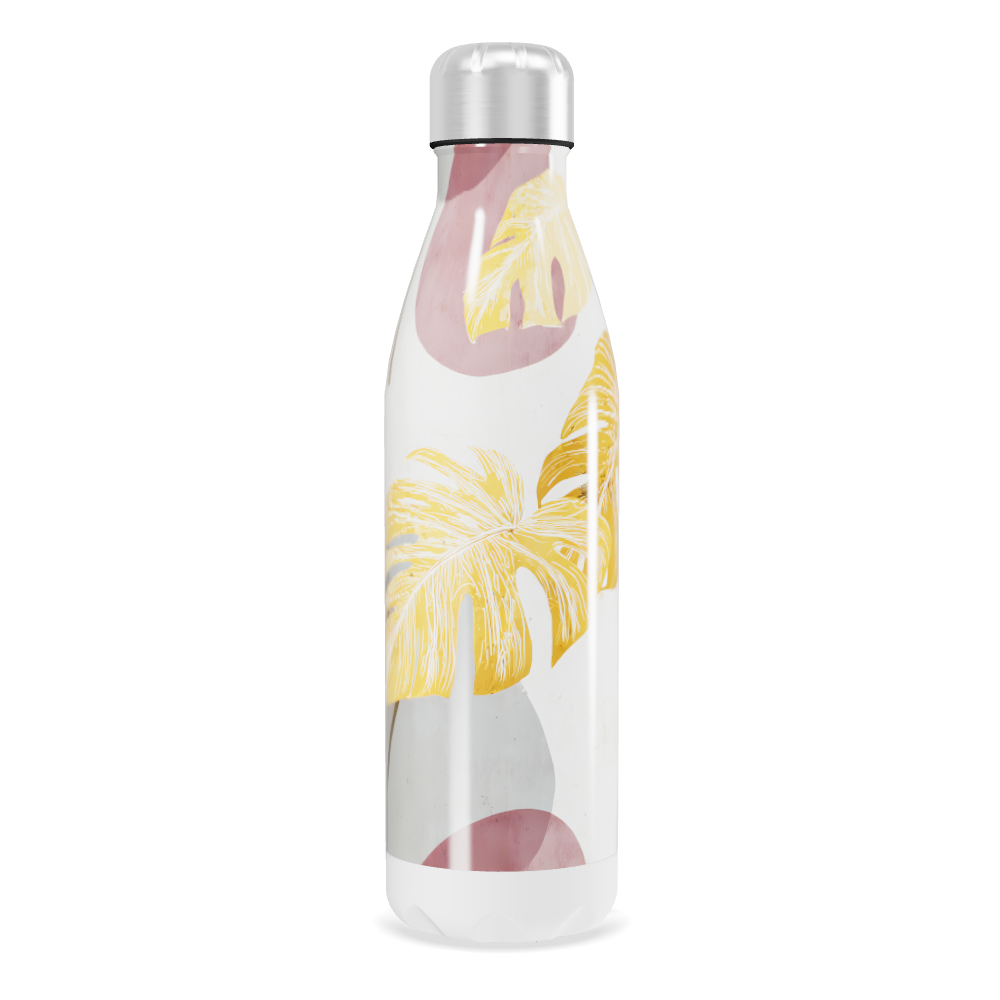 Garrafa Inox - Folhagem Amarela e Branca