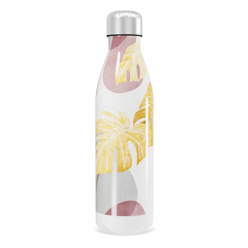 Garrafa Inox - Folhagem Amarela e Branca