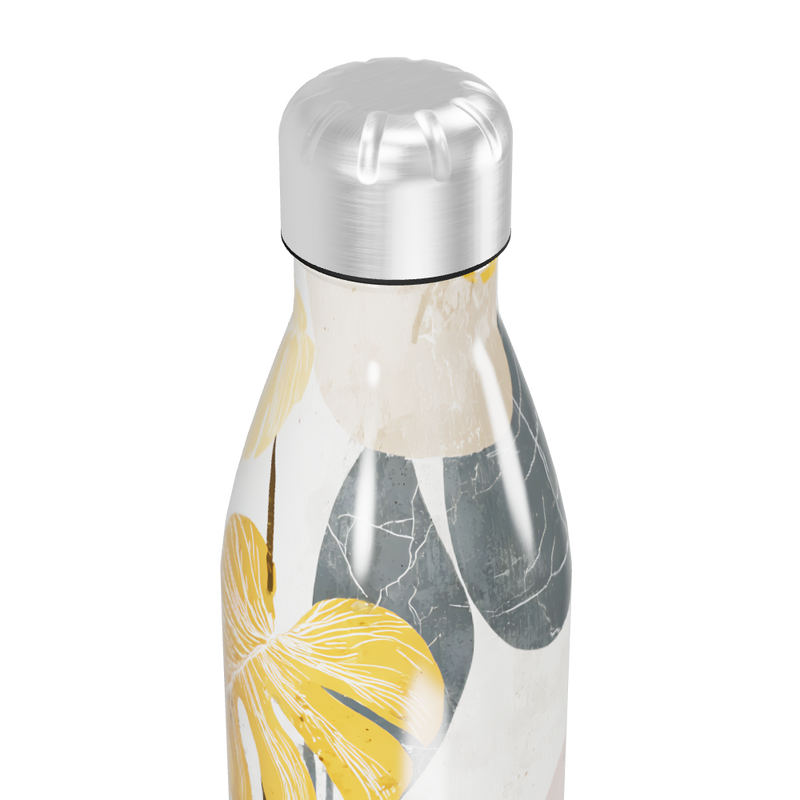 Garrafa Inox - Folhagem Amarela e Branca