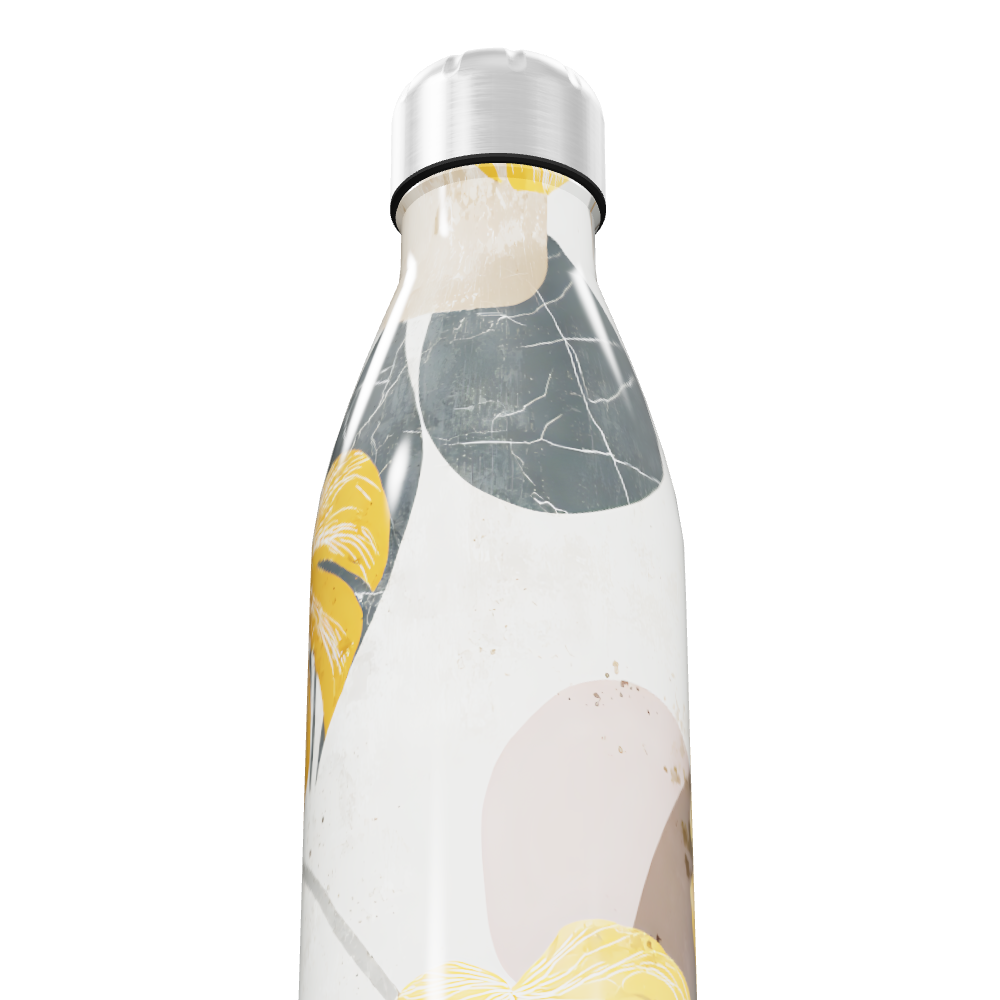 Garrafa Inox - Folhagem Amarela e Branca