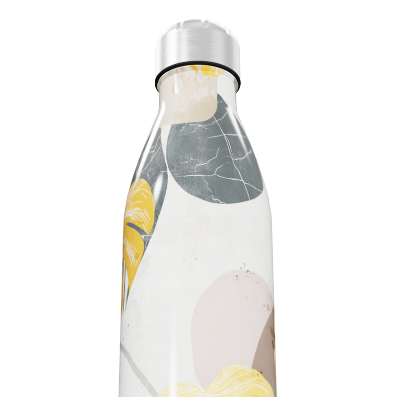 Garrafa Inox - Folhagem Amarela e Branca