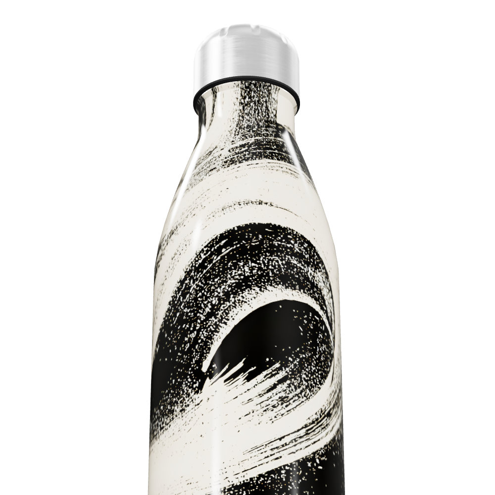 Garrafa Inox - Estampa Abstrata Preto e Branco