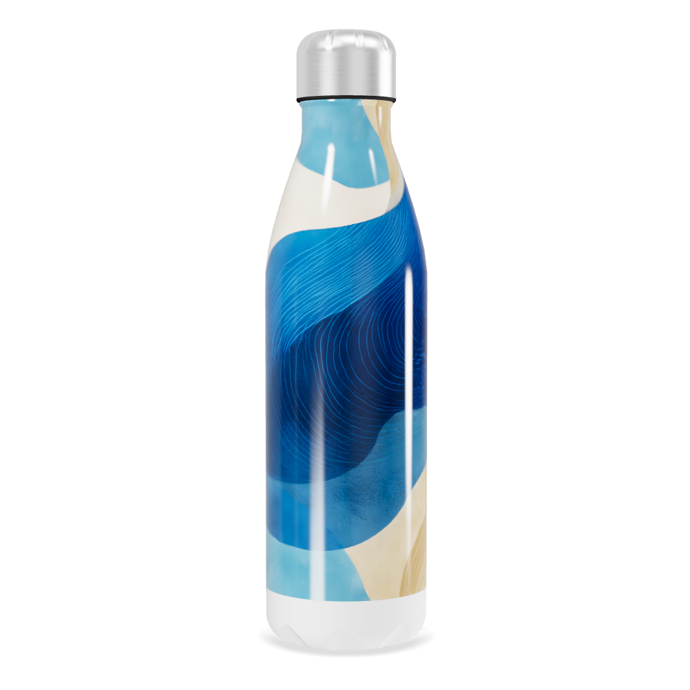 Garrafa Inox - Azul com Estampa Abstrata