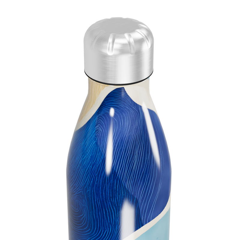 Garrafa Inox - Azul com Estampa Abstrata