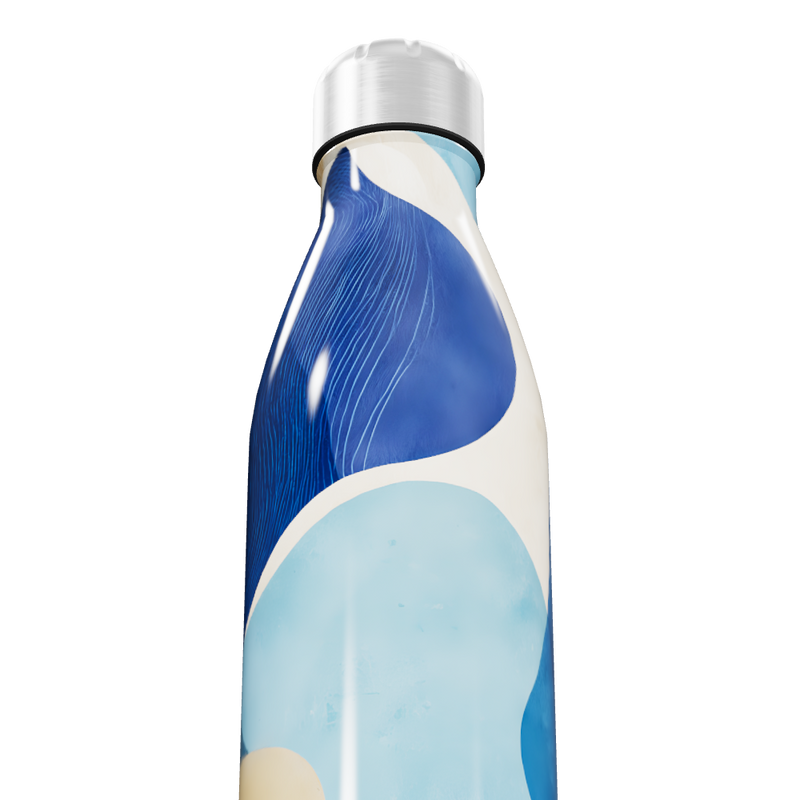 Garrafa Inox - Azul com Estampa Abstrata