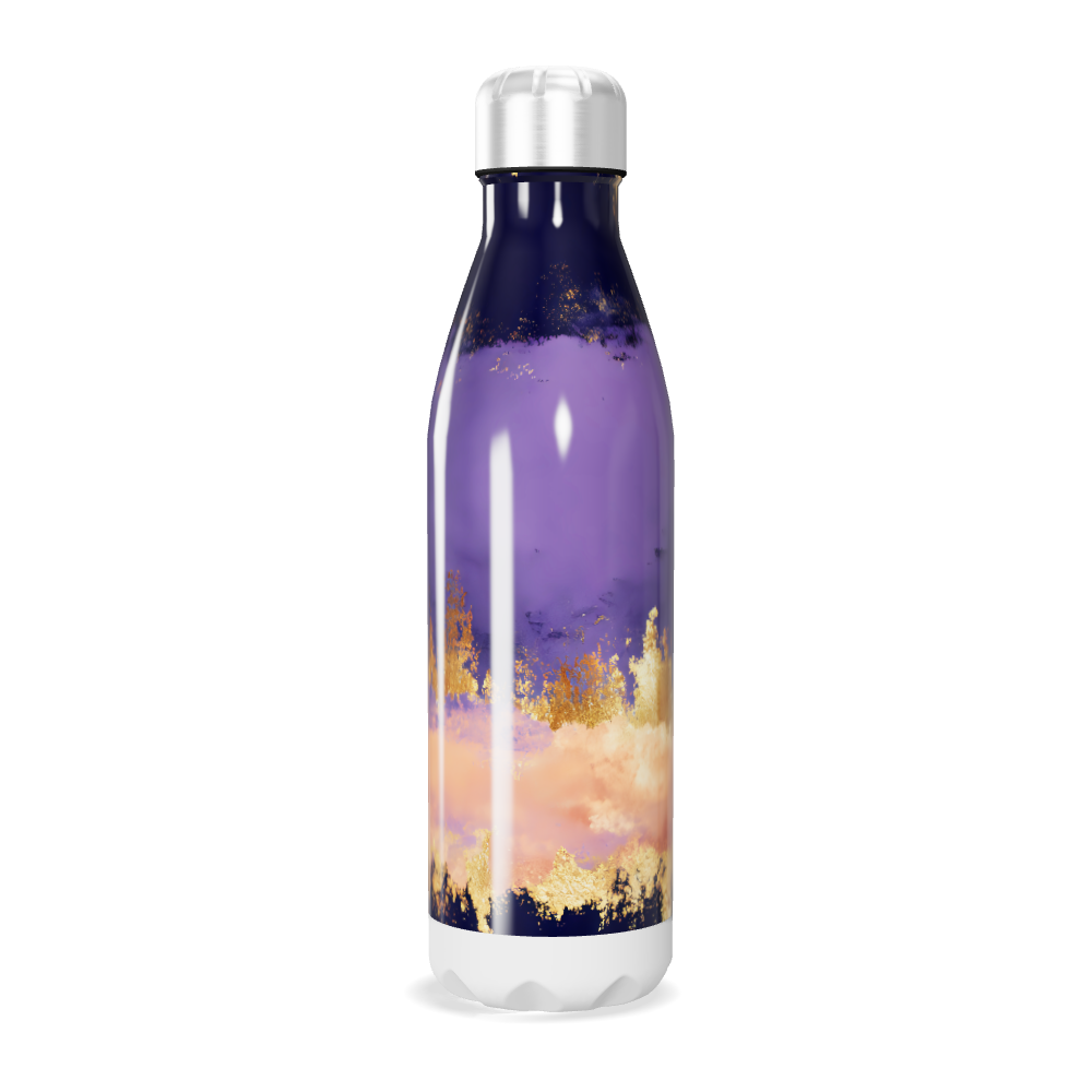 Garrafa Inox - Roxa com Dourado 500ml