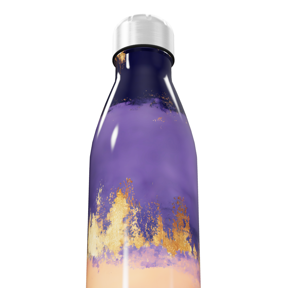 Garrafa Inox - Roxa com Dourado 500ml
