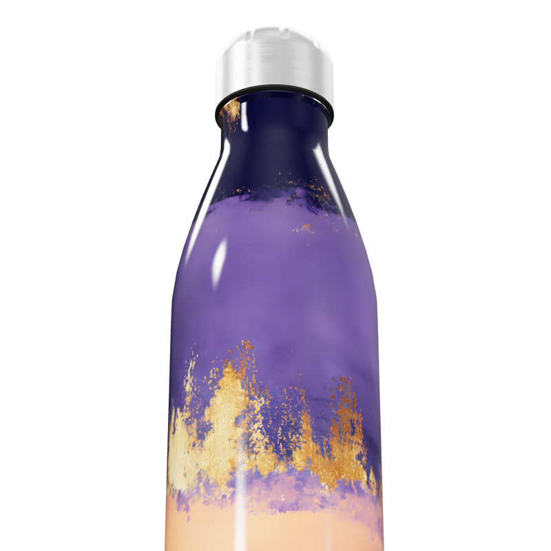 Garrafa Inox - Roxa com Dourado 750ml