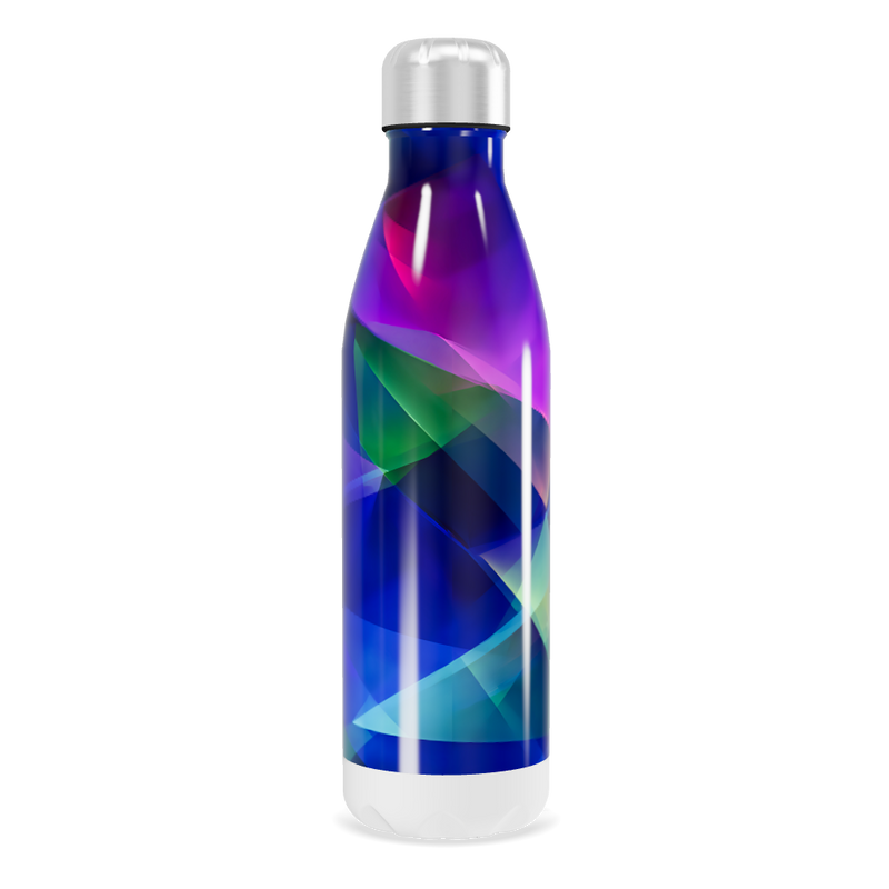 Garrafa Inox - Azul com Estampa Geométrica