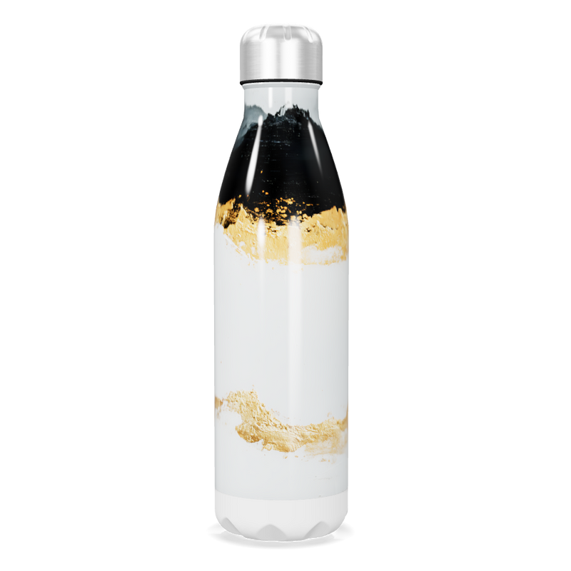 Garrafa Inox - Preto e Branco com Dourado
