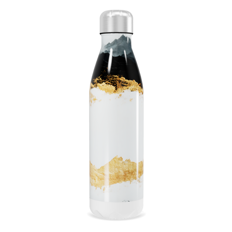 Garrafa Inox - Preto e Branco com Dourado