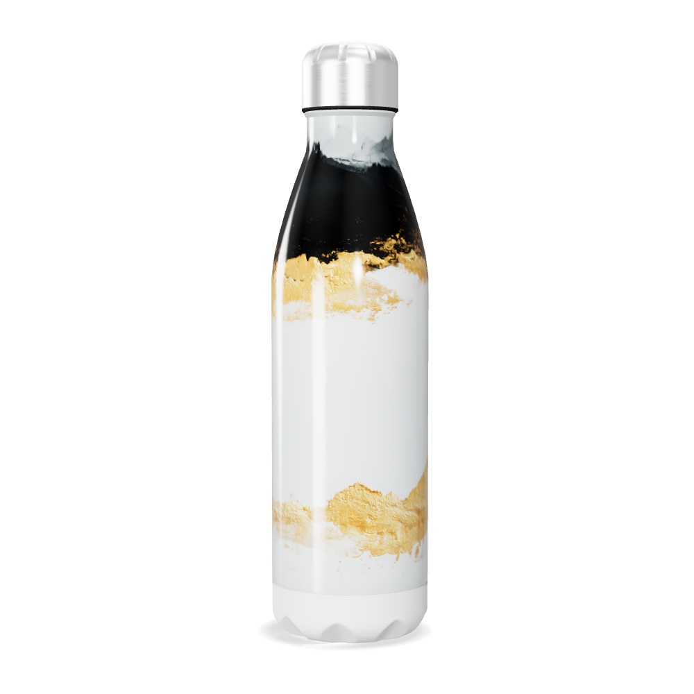 Garrafa Inox - Preto e Branco com Dourado