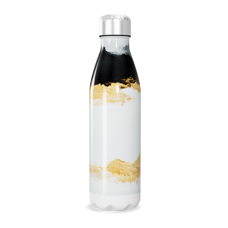 Garrafa Inox - Preto e Branco com Dourado