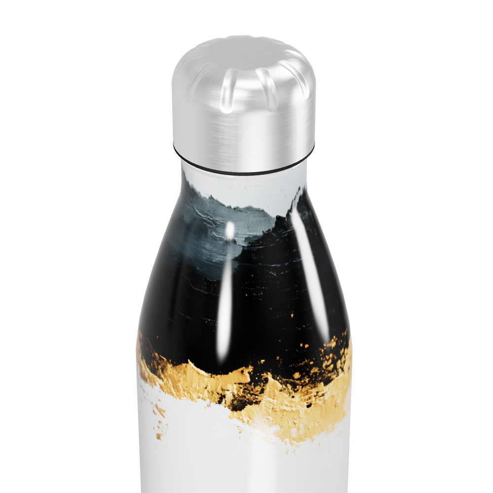 Garrafa Inox - Preto e Branco com Dourado