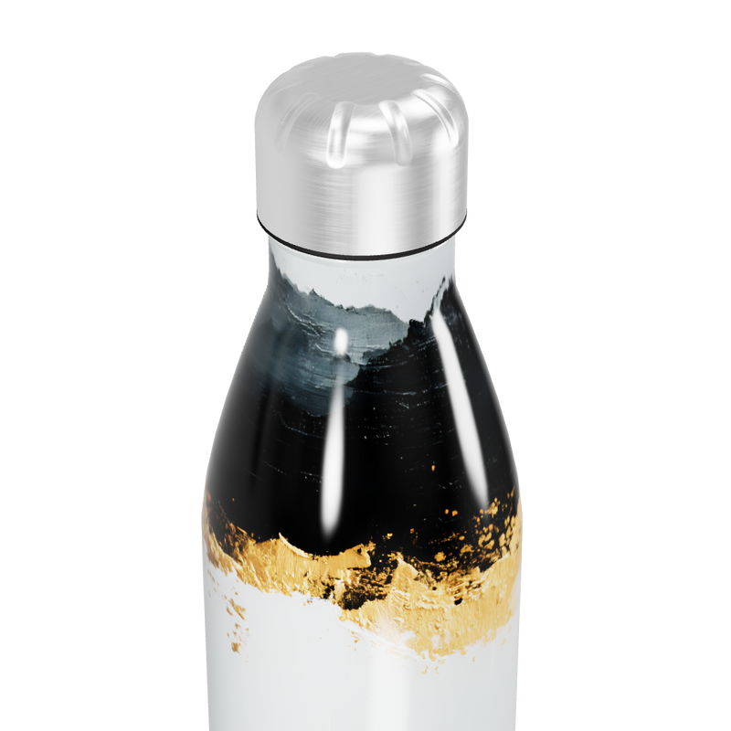 Garrafa Inox - Preto e Branco com Dourado