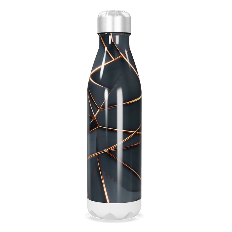 Garrafa Inox - Preta com Detalhes Dourados