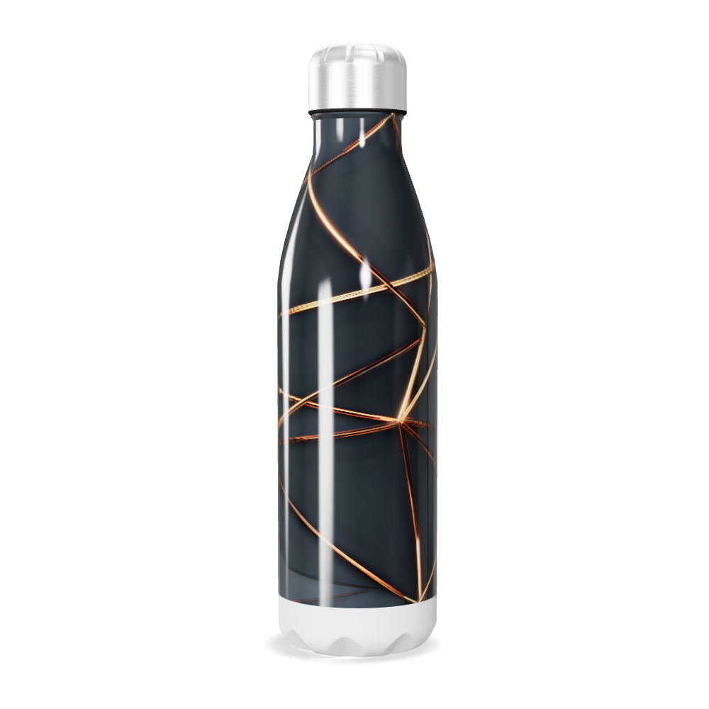 Garrafa Inox - Preta com Detalhes Dourados