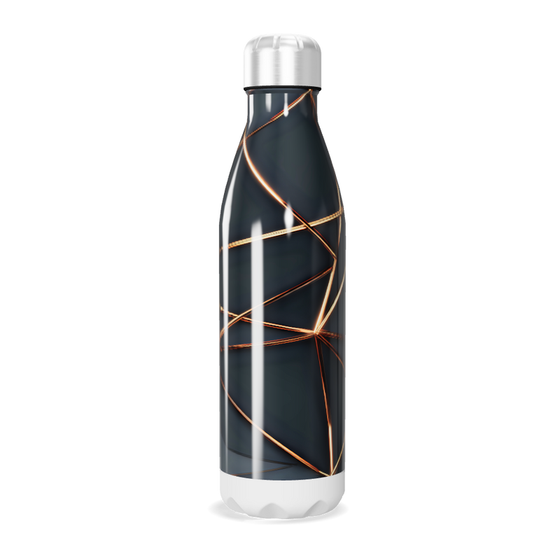 Garrafa Inox - Preta com Detalhes Dourados