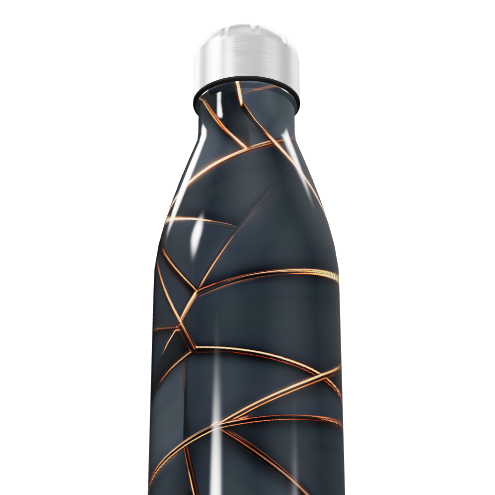 Garrafa Inox - Preta com Detalhes Dourados