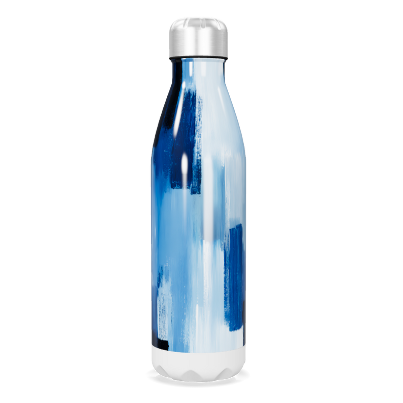 Garrafa Inox Pintura Azul Abstrata
