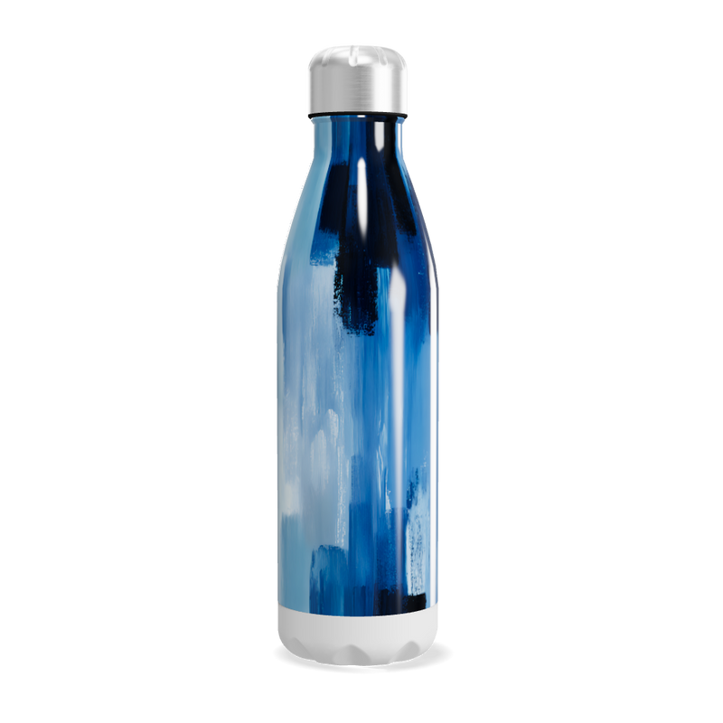 Garrafa Inox Pintura Azul Abstrata