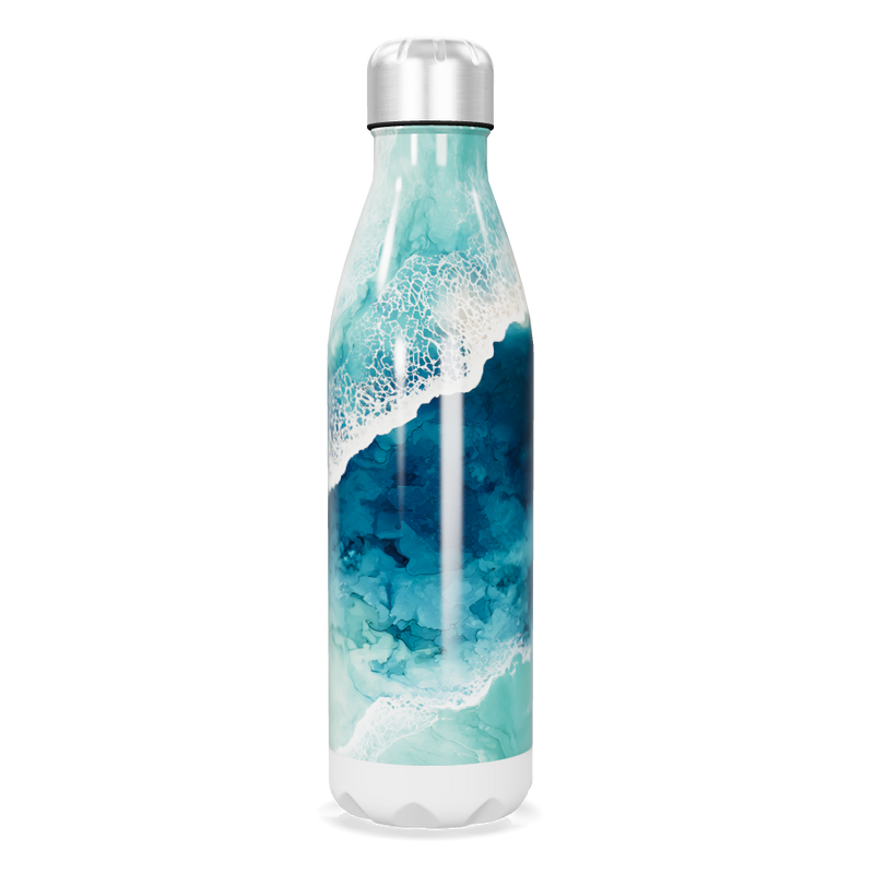 Garrafa Inox - Azul com Estampa Oceano