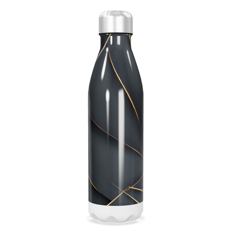 Garrafa Inox - Preta com Detalhes Dourados